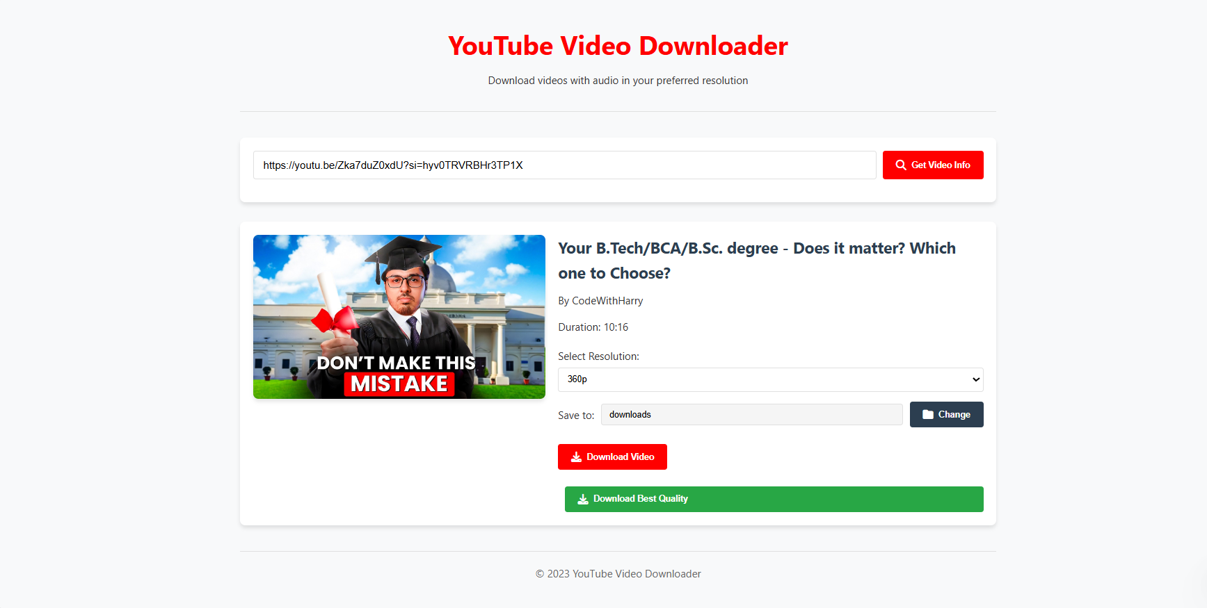 YouTube Video Downloader